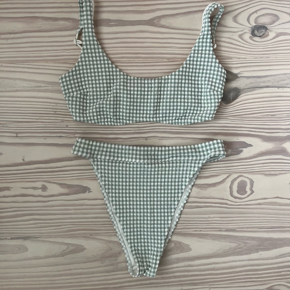 NWOT Green Gingham Bikini Set